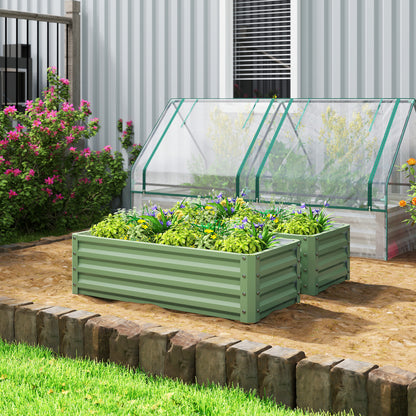 Set of Two 110 x 50cm Steel Planter Boxes - Light Green