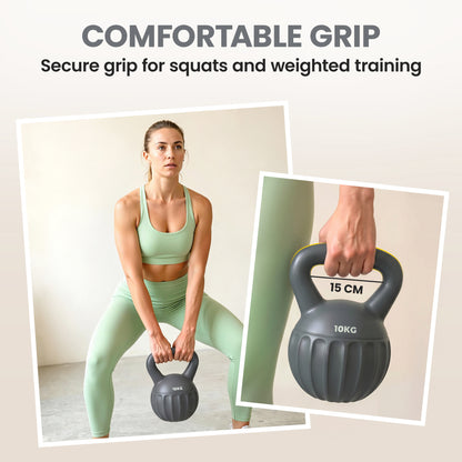 Kettlebell for Strength Training Kettle Bell with Non-Slip Handle 10 kg Grey
