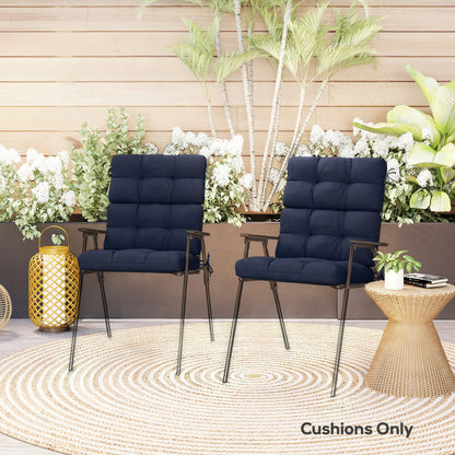 2-Piece Seat Cushion Replacement with Backrest, Garden Patio Chair Cushions Set with Ties, Dark Blue