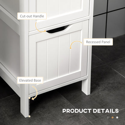 Narrow Floor Cabinet, Bathroom Cabinet with 3 Drawers and 2 Open Shelves, 30W x 30D x 141.6Hcm, White