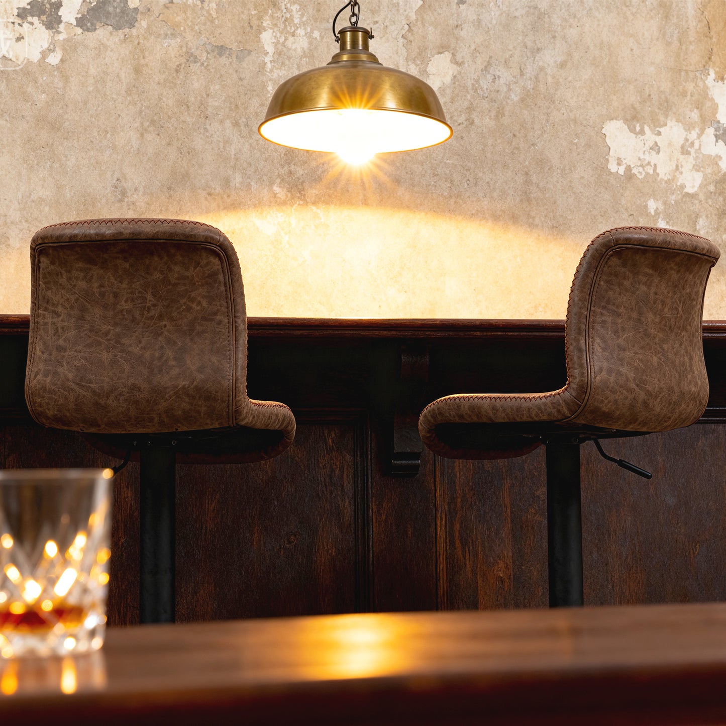 Bar Stools Set of 2, PU Leather Barstools with Backrest and Footrest for Kitchen, Counter, Breakfast Bar, Brown