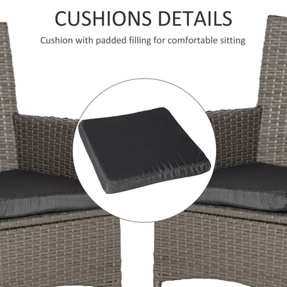 2 Pieces Outdoor PE Rattan Dining Chairs Set with Cushion, Garden Armchair with Armrests, High Backrest