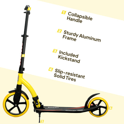 Foldable Kick Scooter with Double Shock Absorption and Big Wheels