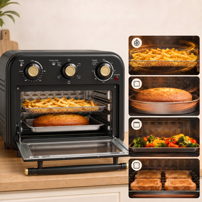 Air Fryer Toaster Oven, Convection Countertop Oven, with Adjustable Temperature and Timer, 12 L, Black