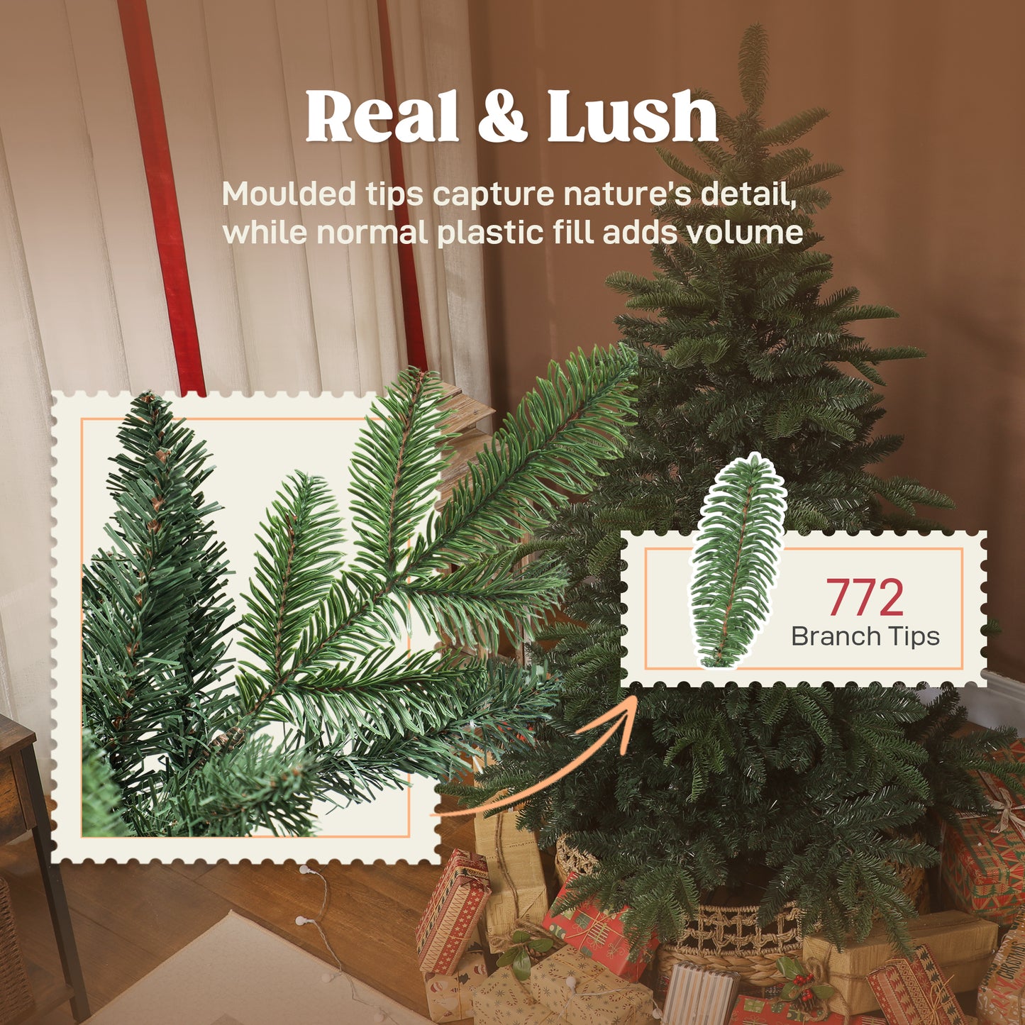 5ft Artificial Christmas Tree with Realistic Branches, Easy Assembly - Green