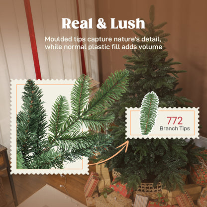 5ft Artificial Christmas Tree with Realistic Branches, Easy Assembly - Green