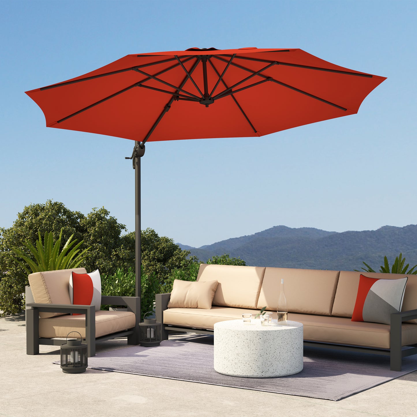 Five-Position Overhanging Parasol - Orange
