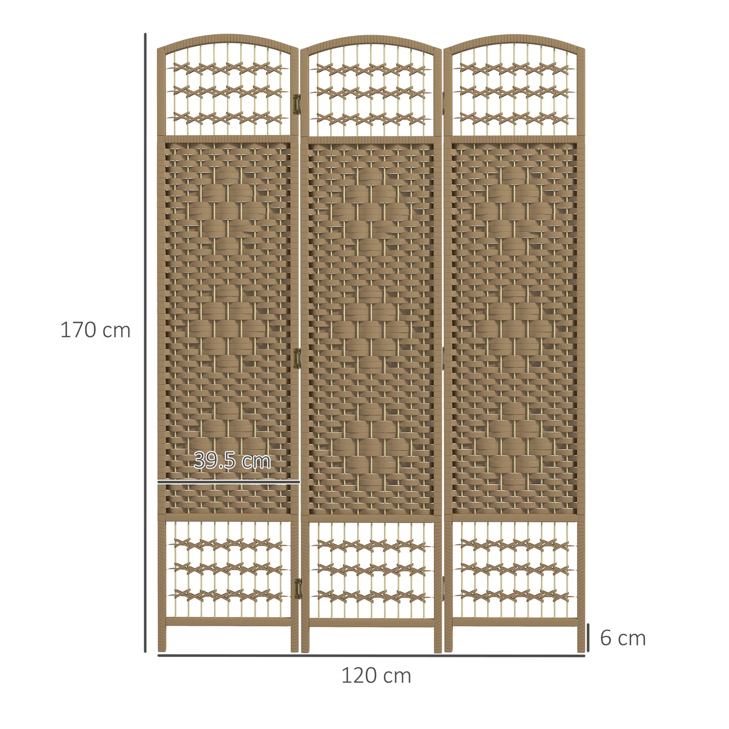 3 Panel Folding Room Divider, Privacy Screen, Paravent Partition Separator for Living Room, Bedroom, Natural Wood
