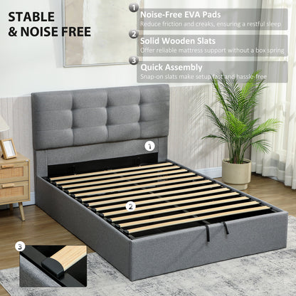 4ft6 Double Ottoman Bed with Gas Lift Storage - Grey