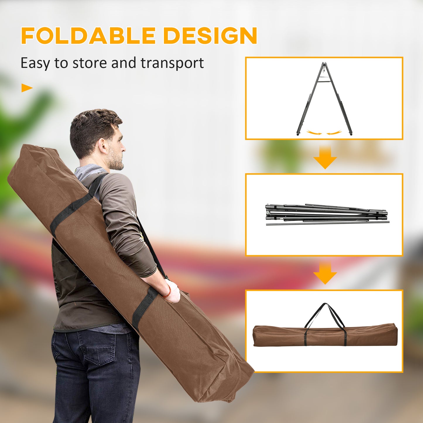 3 in 1 Foldable Hammock Stand, Portable Hanging Chair Stand with Metal Frame, Clothes Drying Rack, Load Capacity 120kg