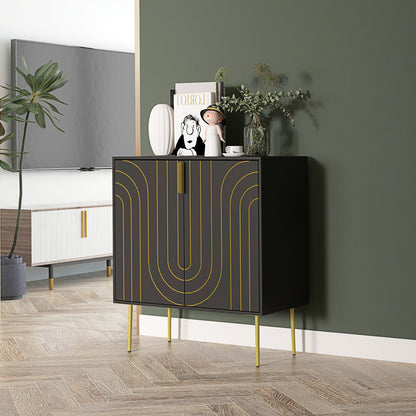 Art Deco Inspired Sideboard, with Adjustable Shelf - Black/Gold Tone