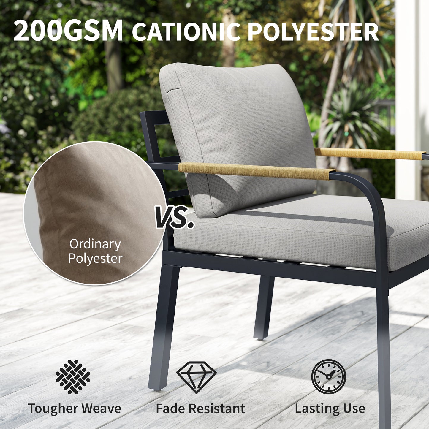 7 Seater Garden Furniture Set, Metal Garden Sofa Set with Cushions, Outdoor Furniture Conversation Sets, Light Grey