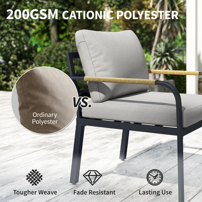 7 Seater Garden Furniture Set, Metal Garden Sofa Set with Cushions, Outdoor Furniture Conversation Sets, Light Grey