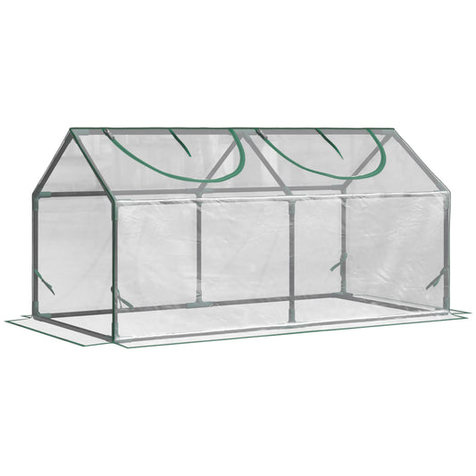 Mini Greenhouse Portable Flower Planter Vegetable Grow House for Garden with Zipped Windows, 120 x 60 x 60 cm, Clear