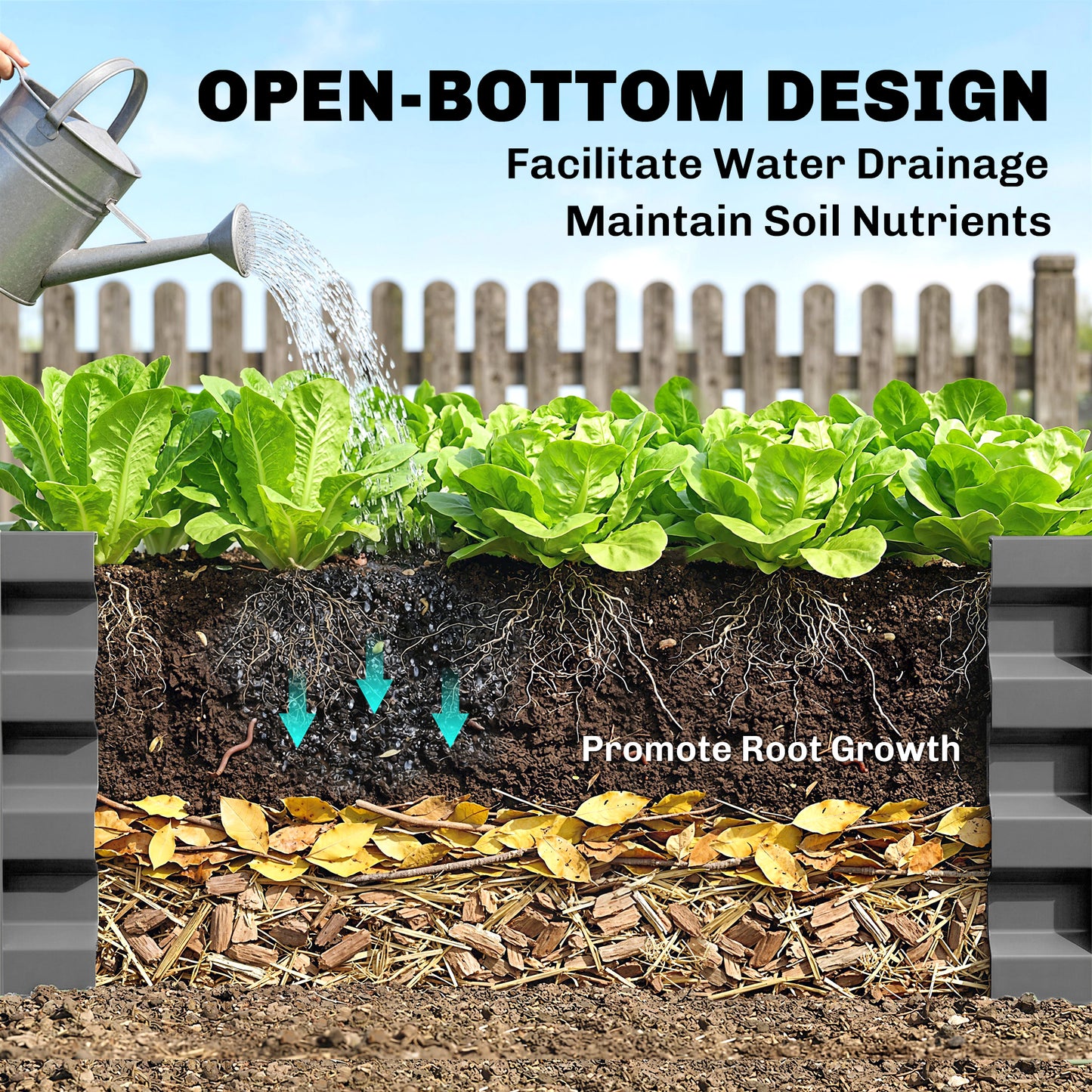 432L Square Raised Garden Bed Box Steel Frame for Vegetables, Flowers and Herbs, 120 x 120 x 30cm, Light Grey