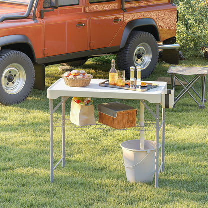 Folding Fish Cleaning Table with Sinks, Portable Camping Sink Table with Faucet, Drainage Hose