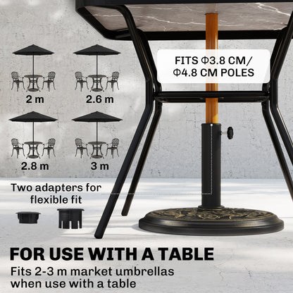 9kg Garden Parasol Base, Round Resin Cast Iron Effect Sun Umbrella Base