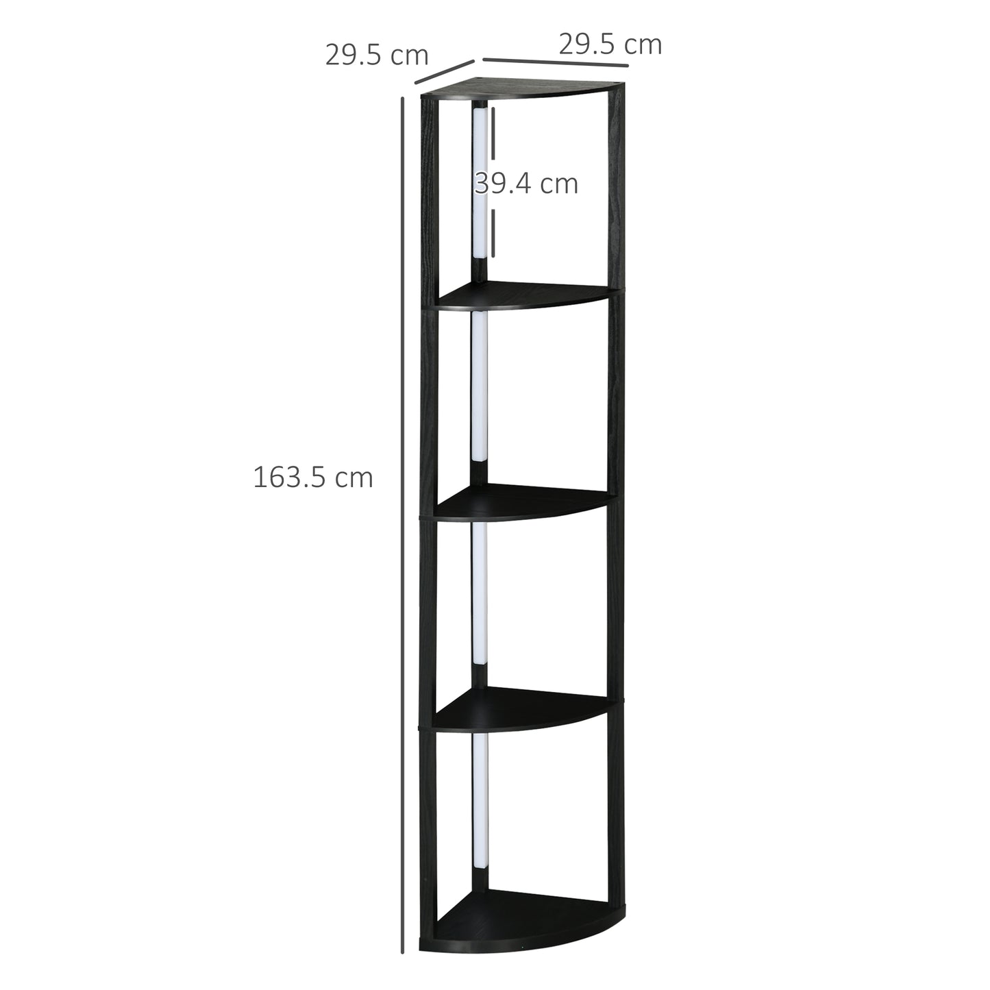 Corner Floor Lamp for Living Room Bedroom with Warm White LED Light, Modern Tall Standing Lamp, Black