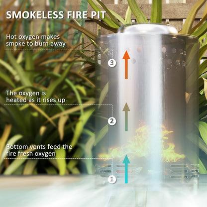 Smokeless Fire Pit, 16 x 16 cm Stainless Steel Portable Wood Burning Firepit with Poker