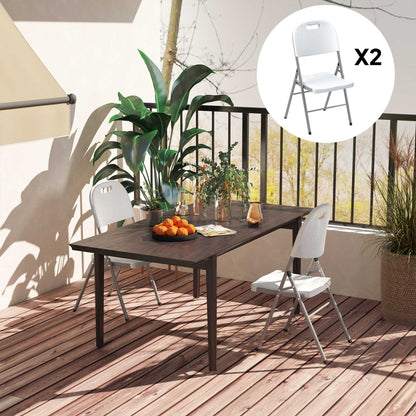 Set of Two Foldable Outdoor Chairs - White