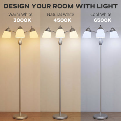 Arc Tree Floor Lamp with 3 Adjustable Rotating Lights and 3000K/4500K/6500K Colour Temperatures, Silver Tone