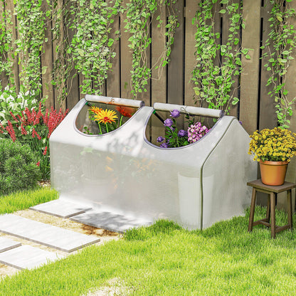 Mini Greenhouse Portable Flower Planter Tomato Vegetable House for Garden Backyard with Zipper 120 x 60 x 60 cm, White