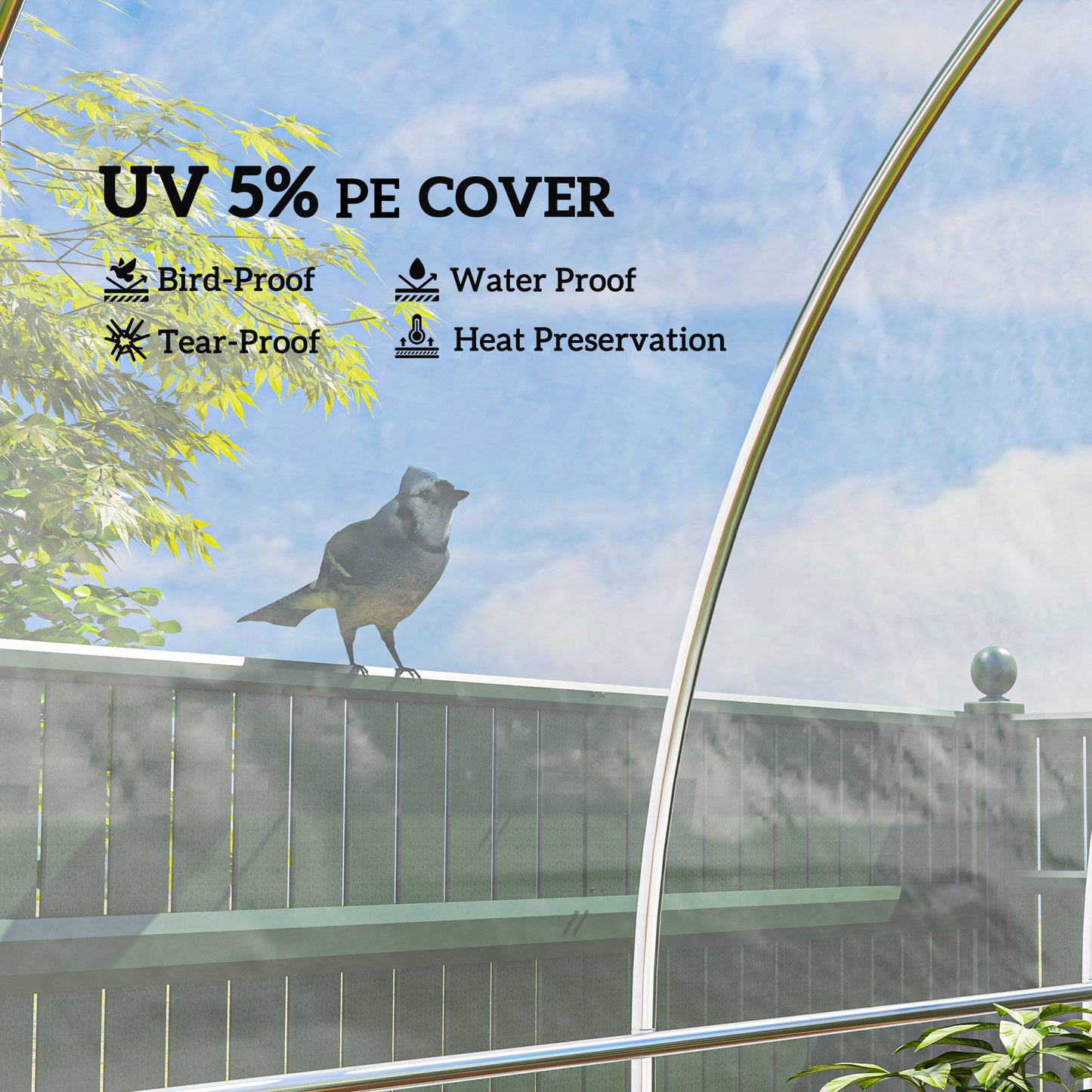 6 X 10m Heavy Duty (150um/6mil) Polyethylene Greenhouse Cover Replacement, UV Resistant Waterproof Plastic Polytunnel Cover