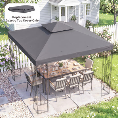 3(m) Gazebo Top Cover Double Tier Canopy Replacement Pavilion Roof Deep Grey
