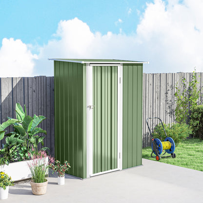 5ft x 3ft Garden Storage Shed, Galvanised Outdoor Metal Shed Waterproof with Sloped Roof, Lockable Door for Patio Tools