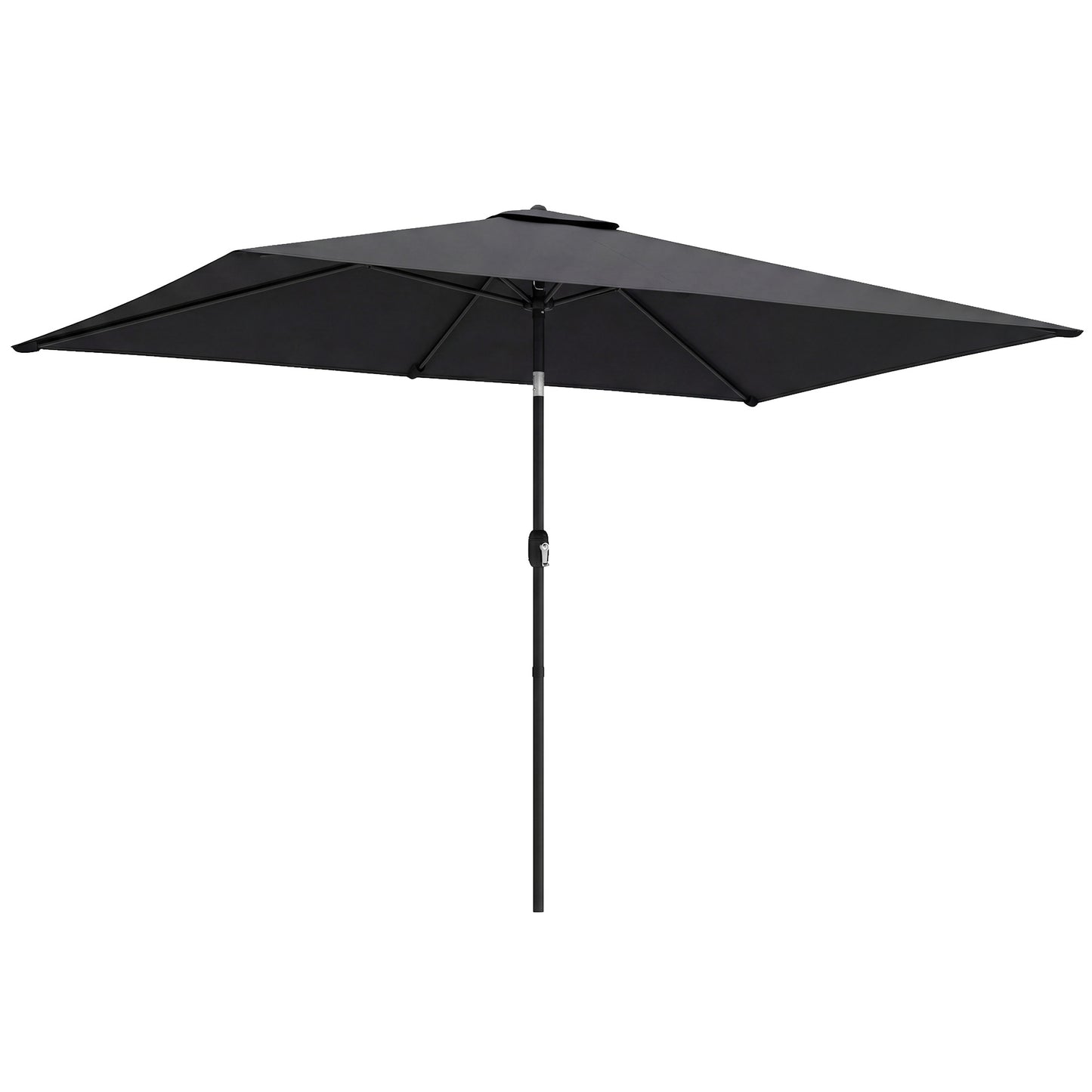 Garden Parasol, Parasol Umbrella with Crank Handle, Tilt Function, Polyester Canopy, Black