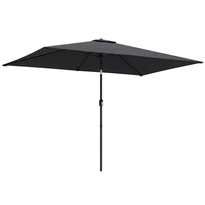 Garden Parasol, Parasol Umbrella with Crank Handle, Tilt Function, Polyester Canopy, Black