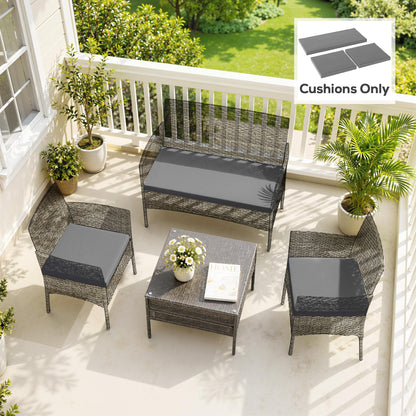 Outdoor Seat Cushion Pads for Rattan Furniture, 3 PCs Garden Furniture Cushions, Dark Grey