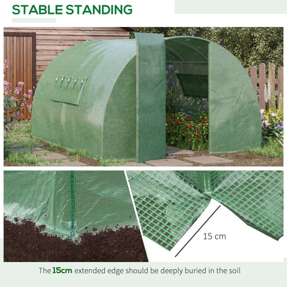 Reinforced Walk in Polytunnel Greenhouse, 4x3x2 m