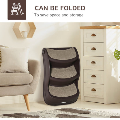 Foldable Dog Steps for Bed Sofa, Portable Dog Stairs 3-Step for High Bed