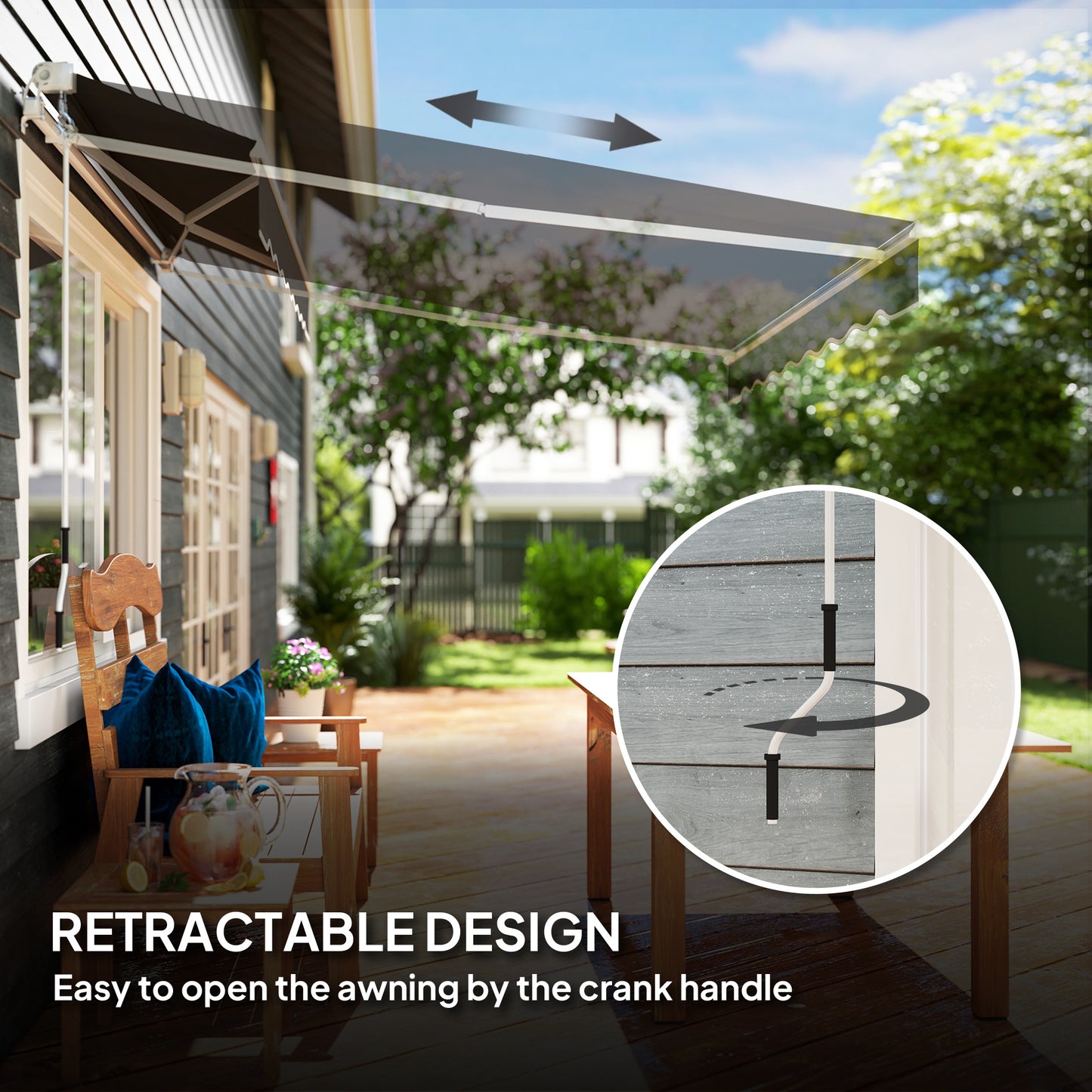 Garden Retractable Awning - Black