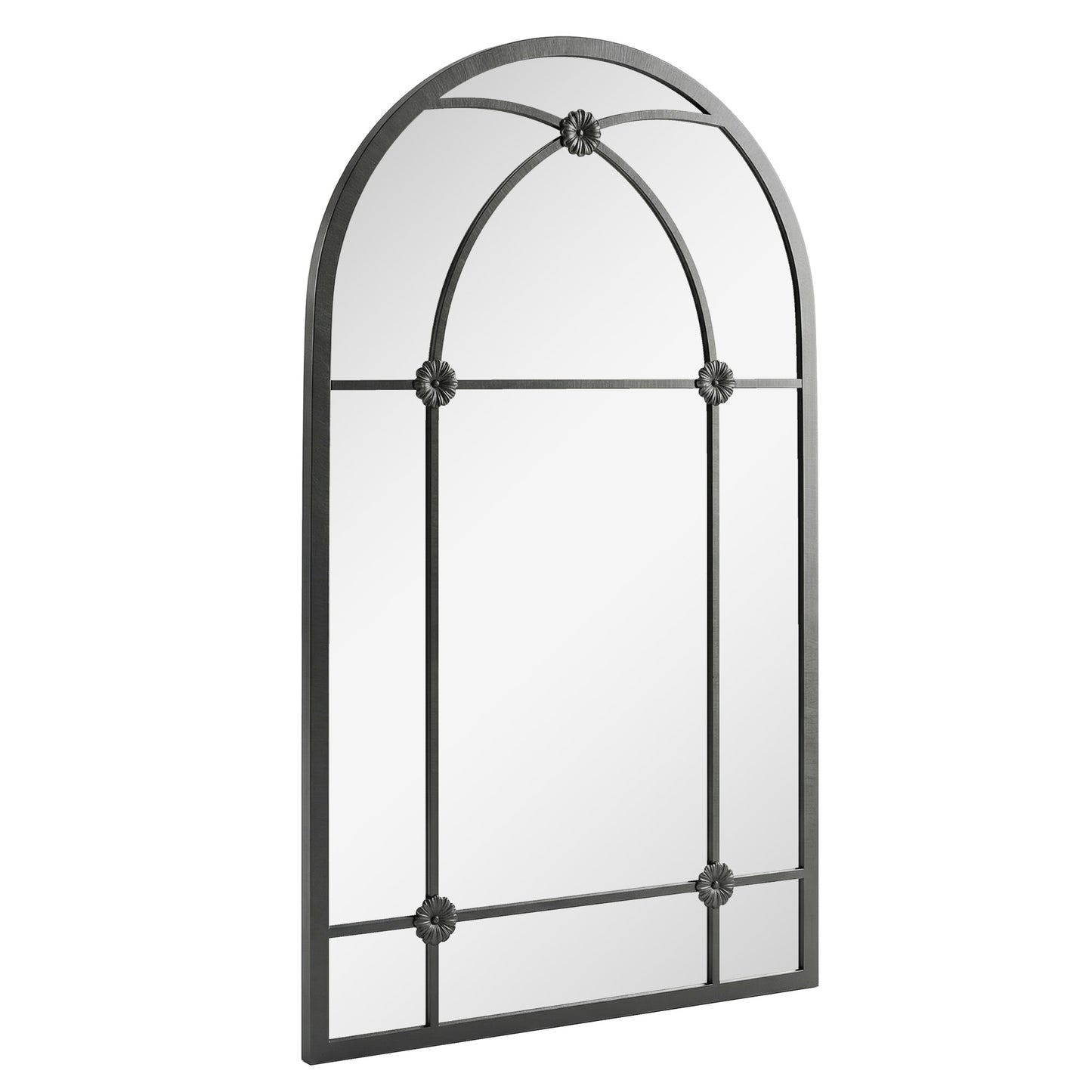 Arched Mirror, Shatterproof Acrylic Windowpane Wall Mounted Mirror with Robust Metal Frame, 100 x 60 cm, Black