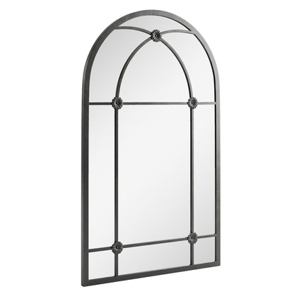 Arched Mirror, Shatterproof Acrylic Windowpane Wall Mounted Mirror with Robust Metal Frame, 100 x 60 cm, Black