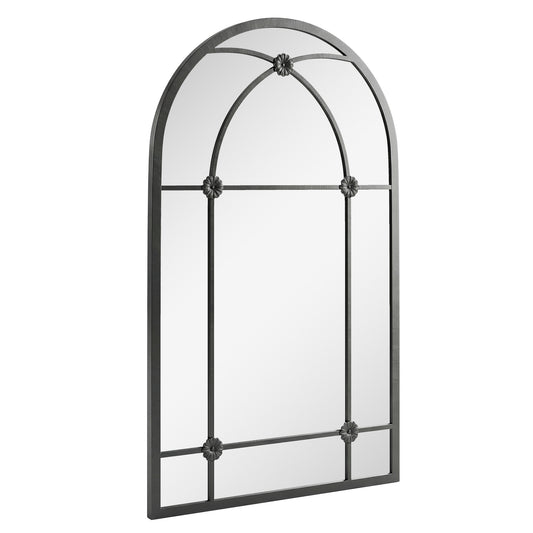 Arched Mirror, Shatterproof Acrylic Windowpane Wall Mounted Mirror with Robust Metal Frame, 100 x 60 cm, Black