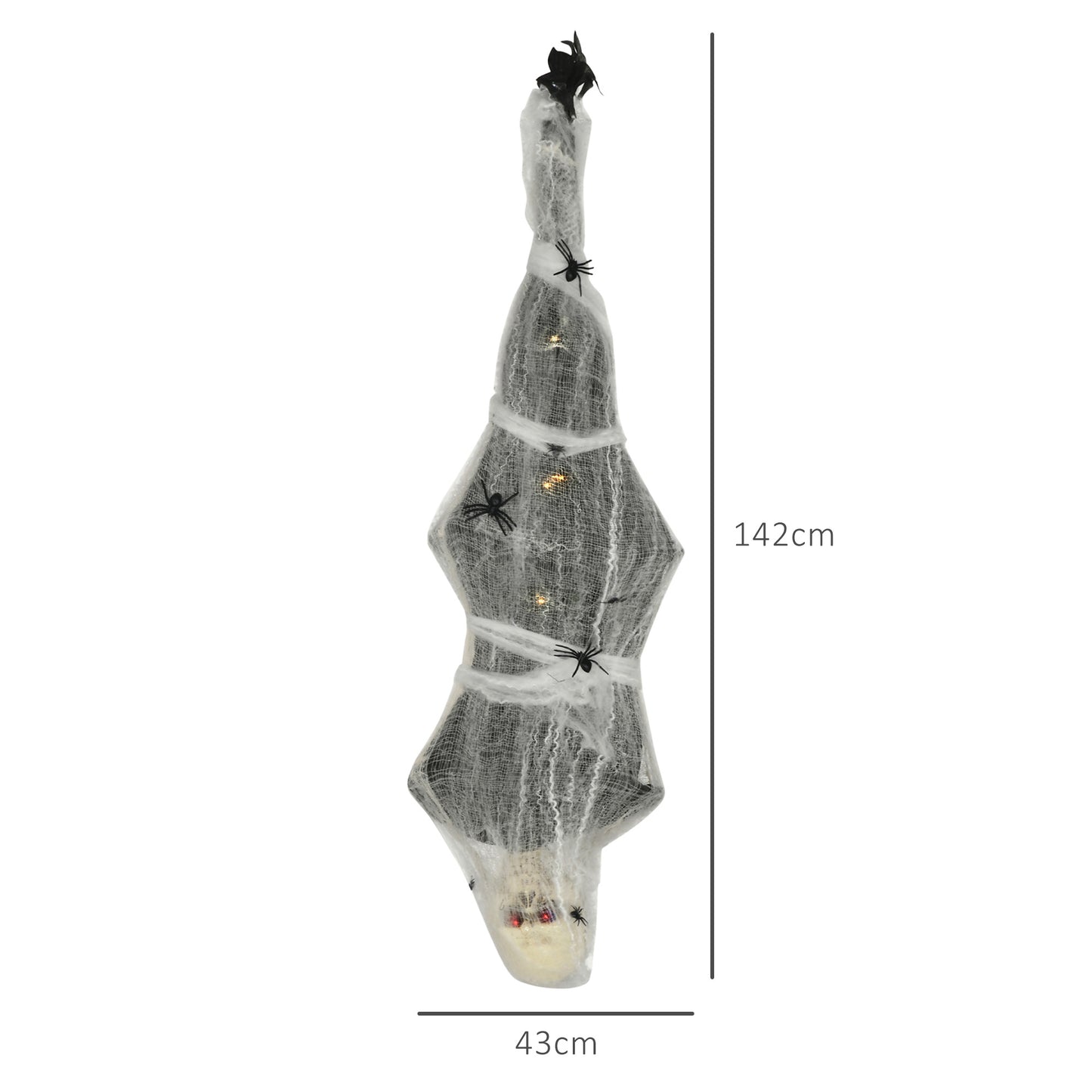 4.7ft Life Size Outdoor Halloween Decoration Hanging Mummy with Spider Web, Animated Prop Decor