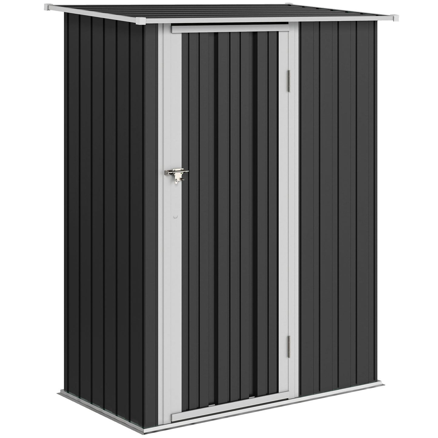 5ft x 3ft Garden Storage Shed, Galvanised Outdoor Metal Shed Waterproof with Sloped Roof, Lockable Door for Patio Tools