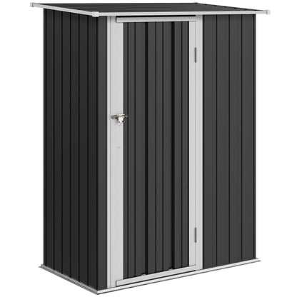 5ft x 3ft Garden Storage Shed, Galvanised Outdoor Metal Shed Waterproof with Sloped Roof, Lockable Door for Patio Tools