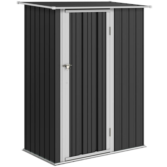 5ft x 3ft Garden Storage Shed, Galvanised Outdoor Metal Shed Waterproof with Sloped Roof, Lockable Door for Patio Tools