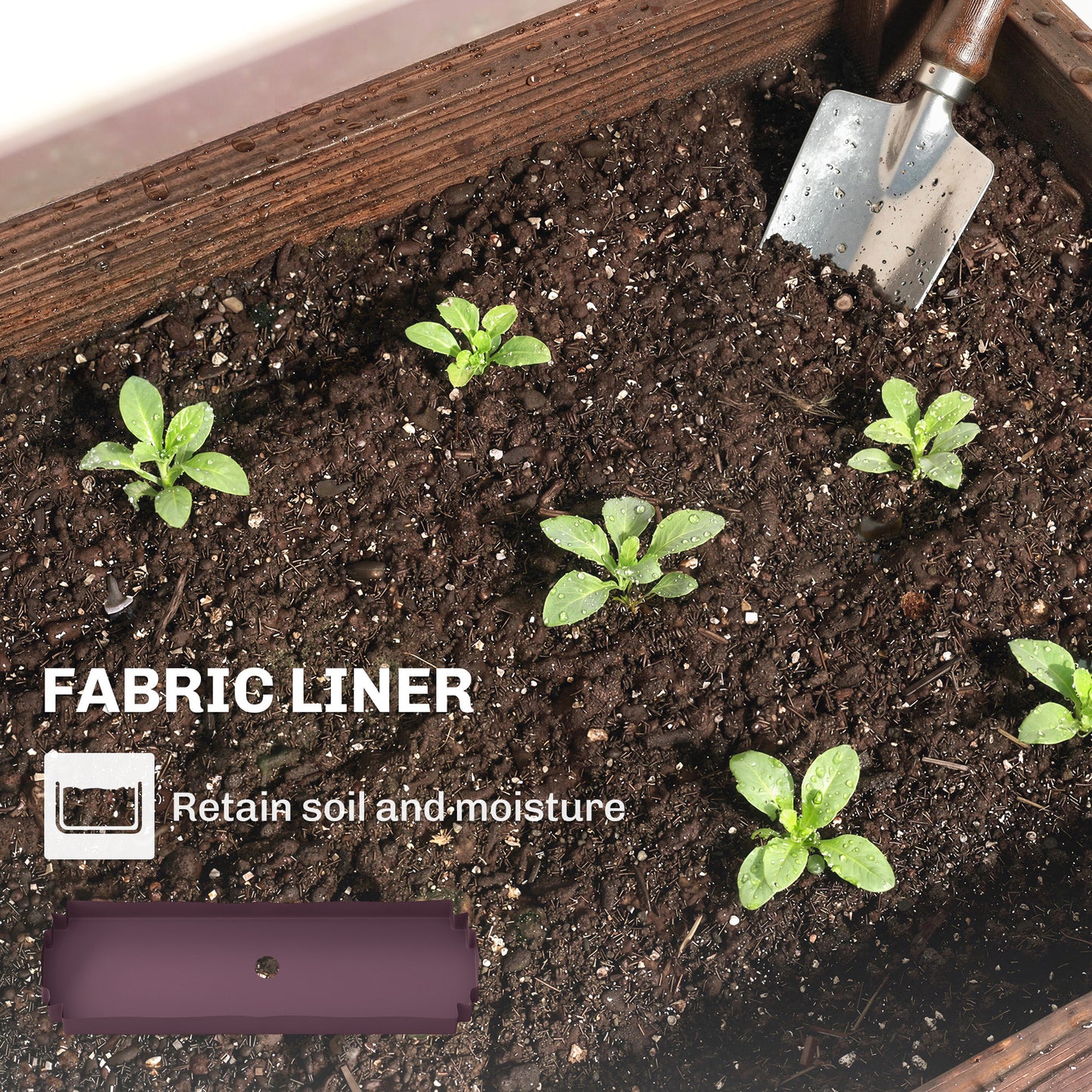 2-Tier Wooden Raised Planter, Raised Garden Bed on Legs with Drainage Holes and Bed Liner, Elevated Garden Planter