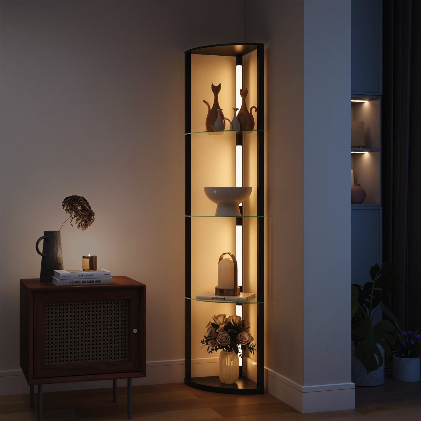 LED Floor Lamp with Shelves, Dimmable Standing Lamp with Foot Switch for Living Room, Bedroom, Black
