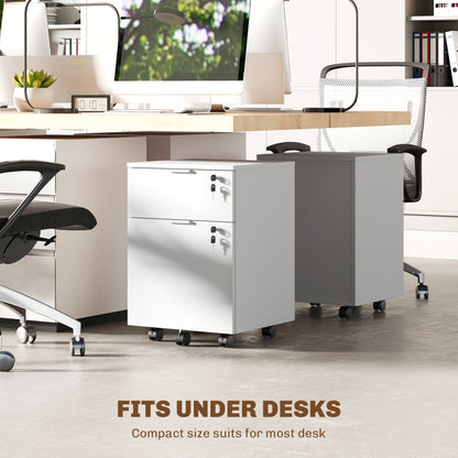 Two-Drawer Lockable Filing Cabinet - White