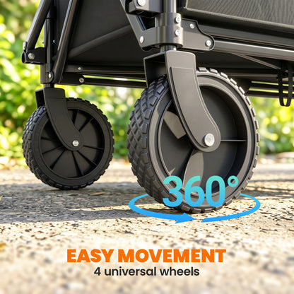 180L Festival Trolley on Wheels, Folding Compact Camping Trolley Cart with Adjustable Handle, 120 KG Capacity for Garden