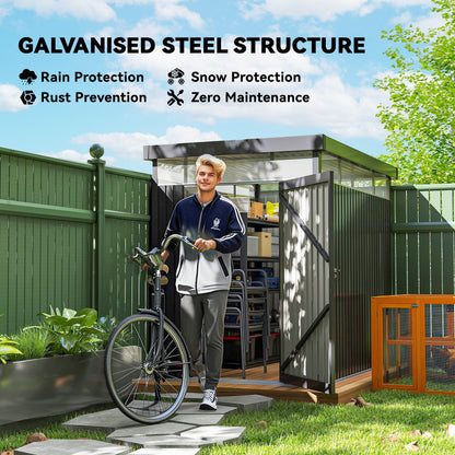 5.3 x 8.5ft Galvanised Steel Garden Shed, Metal Shed with Roof Windows