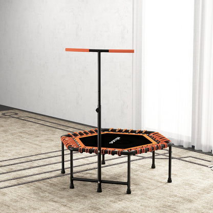 45" Rebounder Trampoline for Adults, Quiet Bungee Rebounder with LED Lights and Adjustable Handle, Orange