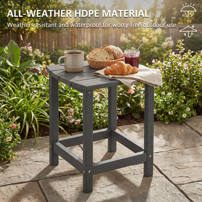Outdoor Side Table, Garden Coffee Table, All-Weather Adirondack Side Table for Garden, Beach, Indoor Outdoor, Grey
