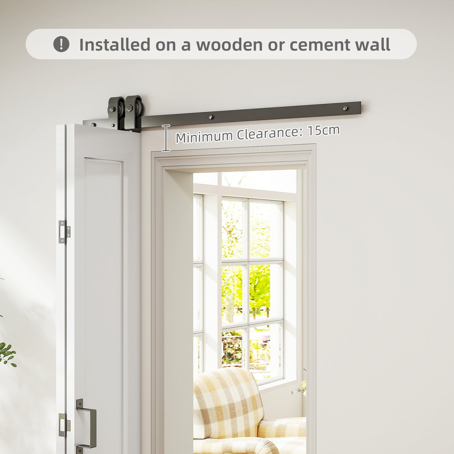 Slide Door, 70cm Modern Sliding Door Set Kit with Steel Rail, White